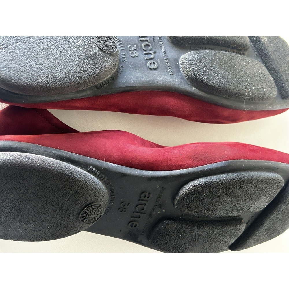 Arche Women's Red Burgandy Nubuck Ballerina Suede Slip On Shoes Round Heel 38 - Picture 8 of 11